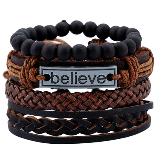 Detachable Men leather bracelets