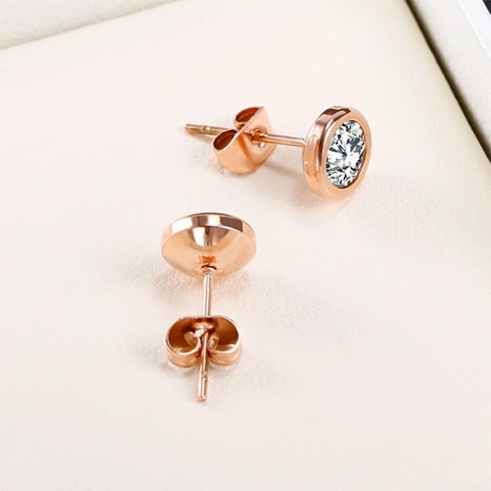 Zircon rose gold stud earrings