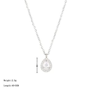 Silver Halo Teardrop Necklace